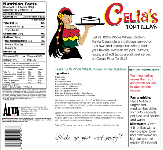 Celia's Whole Wheat Tortilla