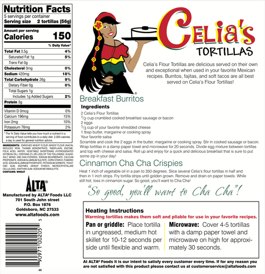 Celia's Fajita Size Flour Tortillas